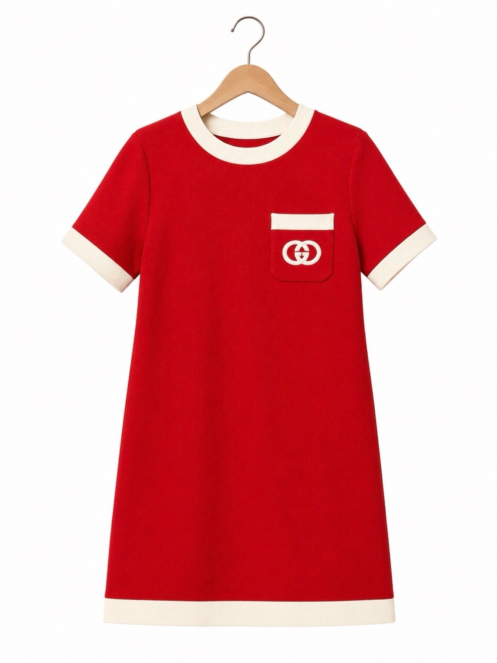 Gucci Red Mini Dress with Cream Trim